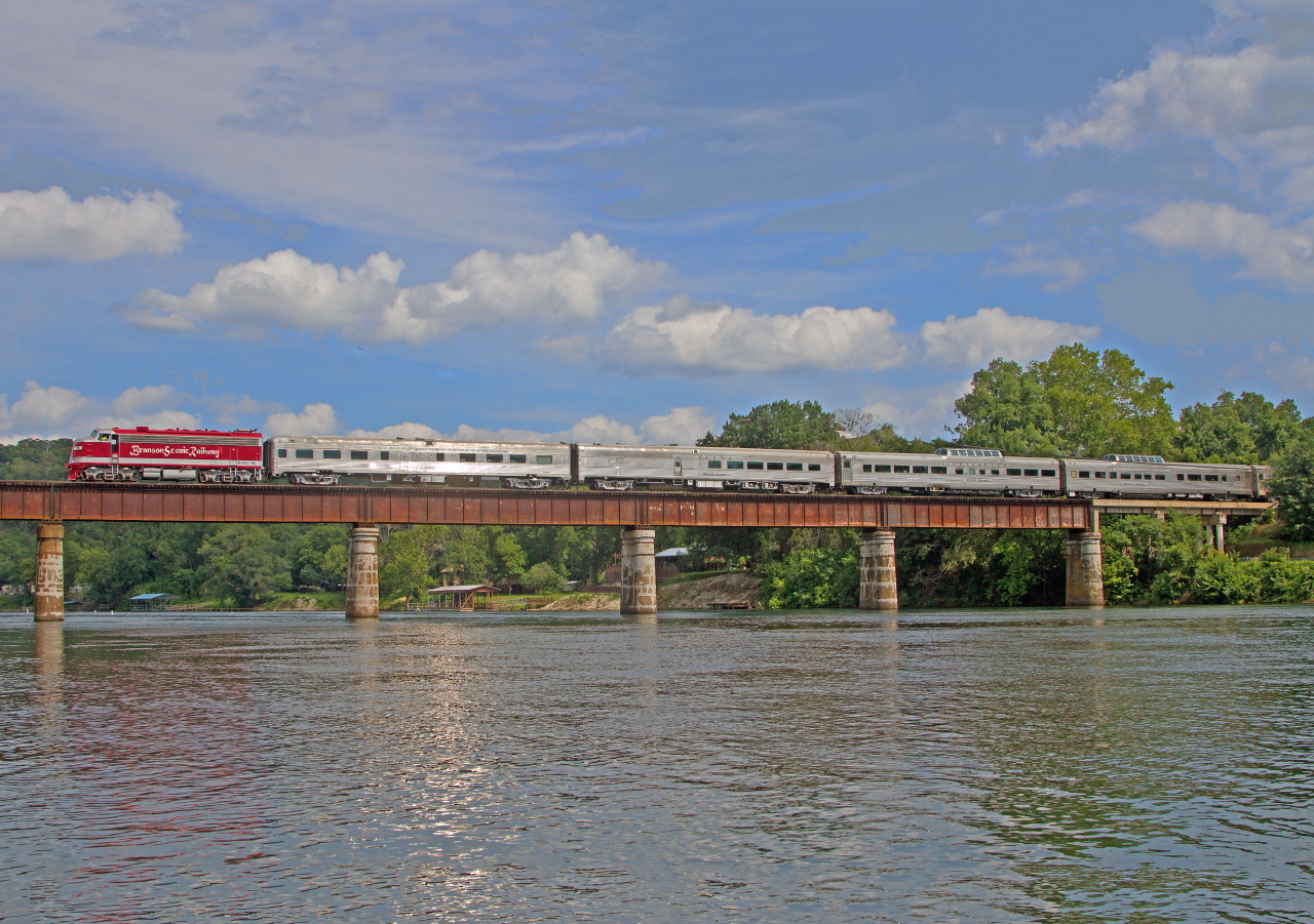 Branson train over bridge